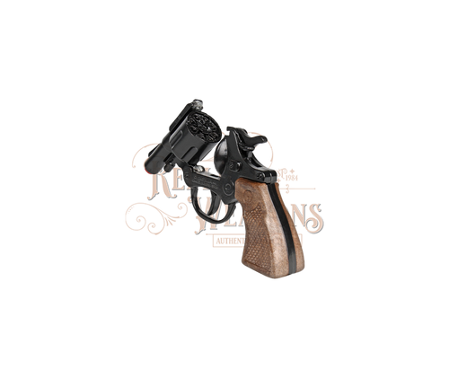 Diecast Metal Police Revolver - 8-Shots - Brown/Black with Box