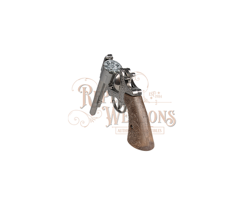 Diecast Metal Cowboy Revolver - 8-Shots - Brown/Nickel with Box