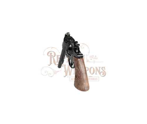 Diecast Metal Cowboy Revolver - 8-Shots - Brown/Black with Box