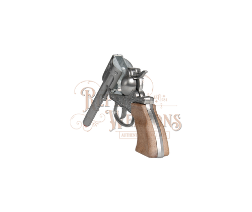 Diecast Metal Cowboy Revolver - 100-Shots - Brown/Nickel with Box