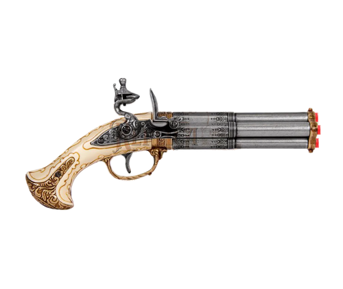 Revolving 4 Barrel Flintlock Pistol, France 18th C. Denix