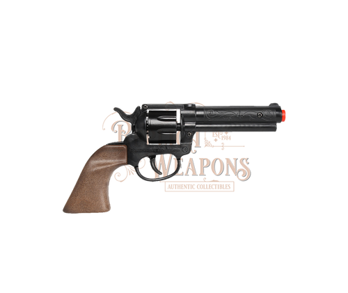 Cowboy Revolver - Diecast Metal and Plastic - 8-Shots - Brown/Black with Box