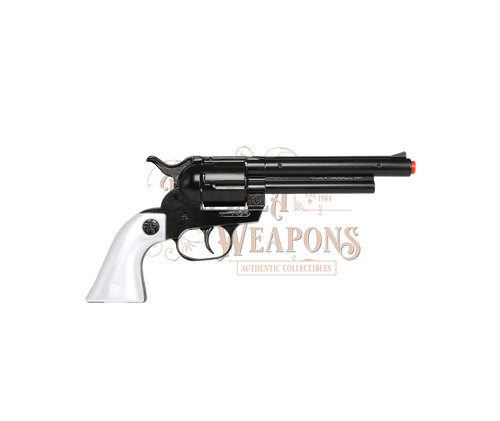Cowboy Revolver - Diecast Colt Peacemaker - 12-Shot - Pearl/Black