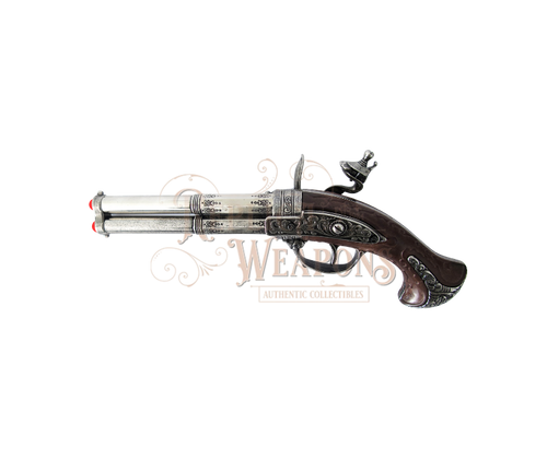 Revolving 2 Barrel Flintlock Pistol, France 18th C.