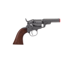 Wells Fargo revolver replica in grey barrel with wooden handle.