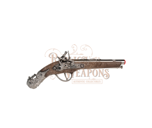 Pirate Pistol - 1-Shot - Diecast Metal and Plastic - Brown/Nickel with Box