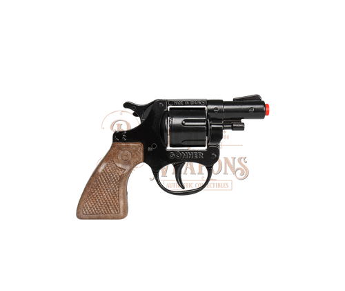Diecast Metal Police Revolver - 8-Shots - Brown/Black with Box