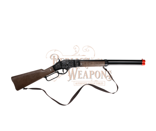 Cowboy Winchester Rifle - 8-Shot - 69.5 cm - Diecast Metal - Brown/Black accent and lever action with Box