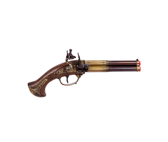 Revolving 3 Barrel Flintlock Pistol, France 18th C. - 5309 Denix