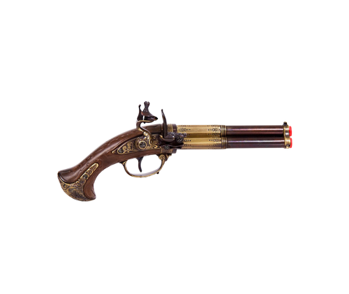 Revolving 3 Barrel Flintlock Pistol, France 18th C. - 5309 Denix