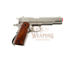 Colt Government .45 Nickel & Wooden Handle (Automatic Pistol