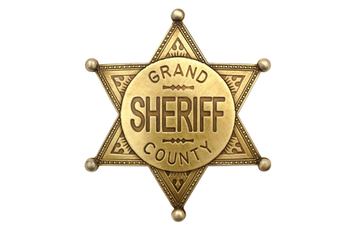 Grand County Sheriff Badge with gold finish replica badge