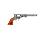 Non-firing confederate revolver replica in grey finish, made of metal.