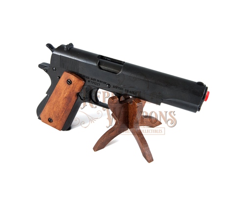 Colt Government .45 Black & Fine Wooden Handle (Automatic Pistol M1911A1)