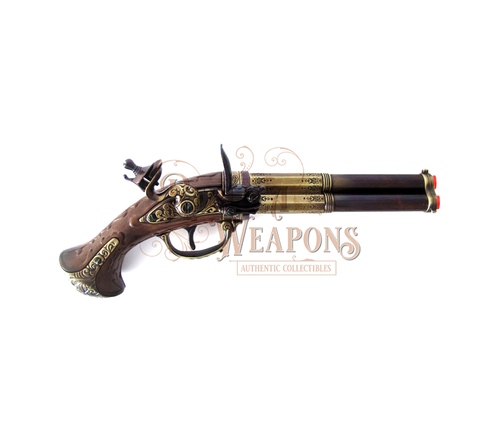 Revolving 3 Barrel Flintlock Pistol, France 18th C.