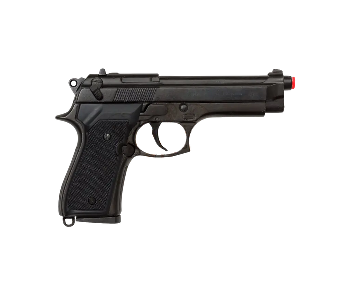 Beretta M92 Pistol Replica by DENIX, Italy 1975, featuring a black finish, metal and black plastic construction, and removable magazine.